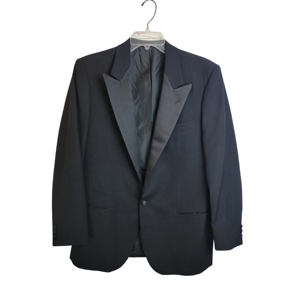 Lubiam Suit Coat‎ Black 100% Virgin Wool One-Button Italy Formal Men's Size 50R